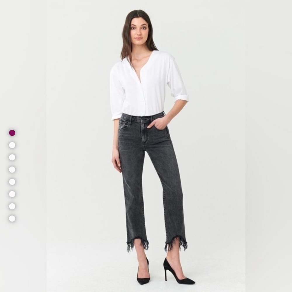 3 x 1 Austin cropped frayed hem vintage black wash mid rise jeans 24 NWT